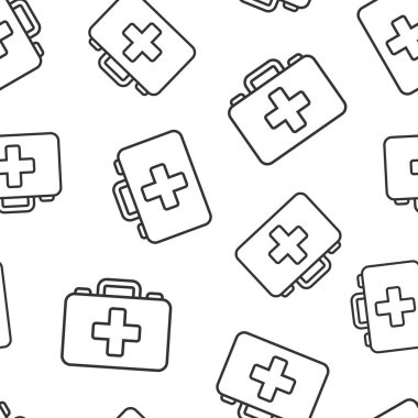 İlk yardım kiti simgesi dikişsiz desen arka plan. Sağlık, yardım ve