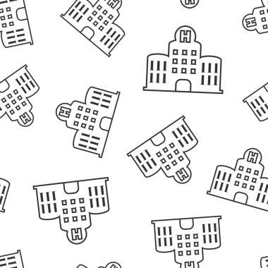 Hastane bina simgesi dikişsiz desen arka plan. Revir ve