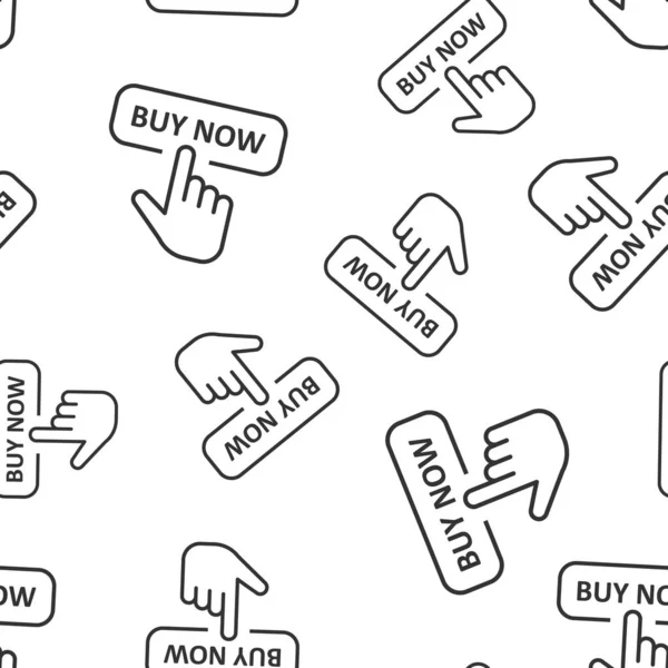 Köp nu Shop Icon sömlös mönster bakgrund. Finger markör VEC — Stock vektor