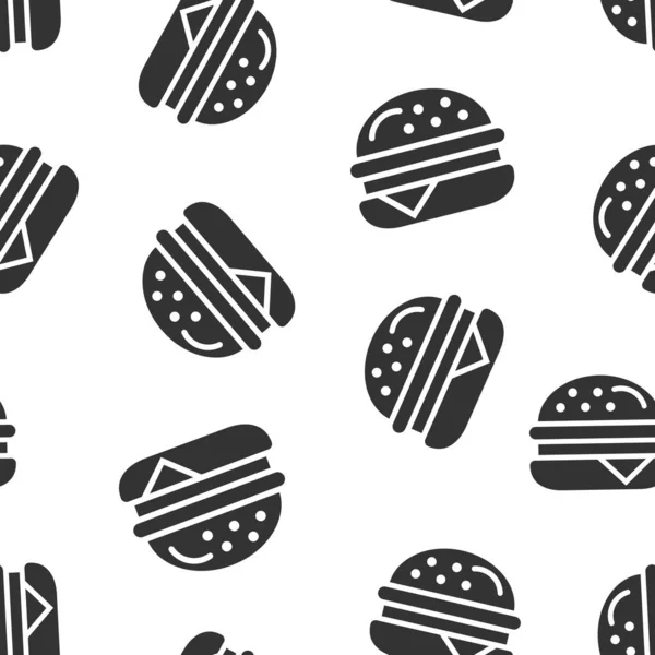 Burger signo icono de fondo patrón sin costuras. Hamburguesa vector i — Vector de stock