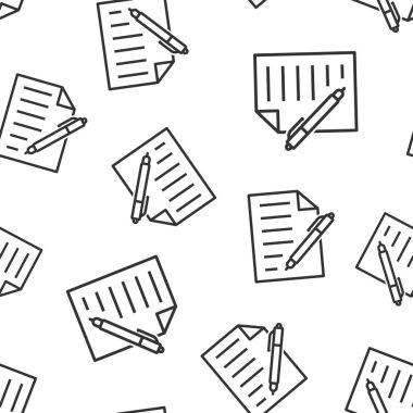 Kalem simgesi sorunsuz desen arka planda belge. Not defteri Vect