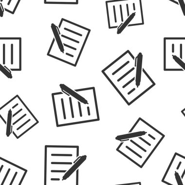 Kalem simgesi sorunsuz desen arka planda belge. Not defteri Vect