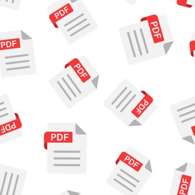 PDF simgesi kesintisiz desen arka plan. Belge metin vektör illus