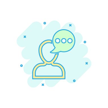 Komik tarzda adam kafa zihin düşünme simgesi. P ile konuşma balonu