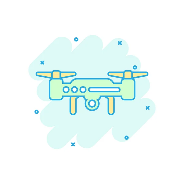 Drone quadrocopter ikon komikus stílusban. Quadcopter kamera vektor — Stock Vector