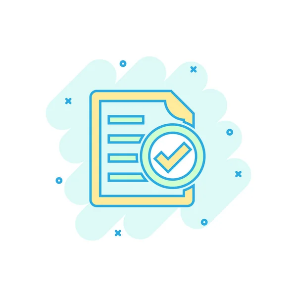 Pictogram conformiteitsdocument in komische stijl. Goedgekeurde proces vector — Stockvector