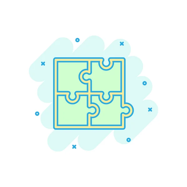 Puzzle compatible icon in comic style. Jigsaw agreement vector c — Stock Vector