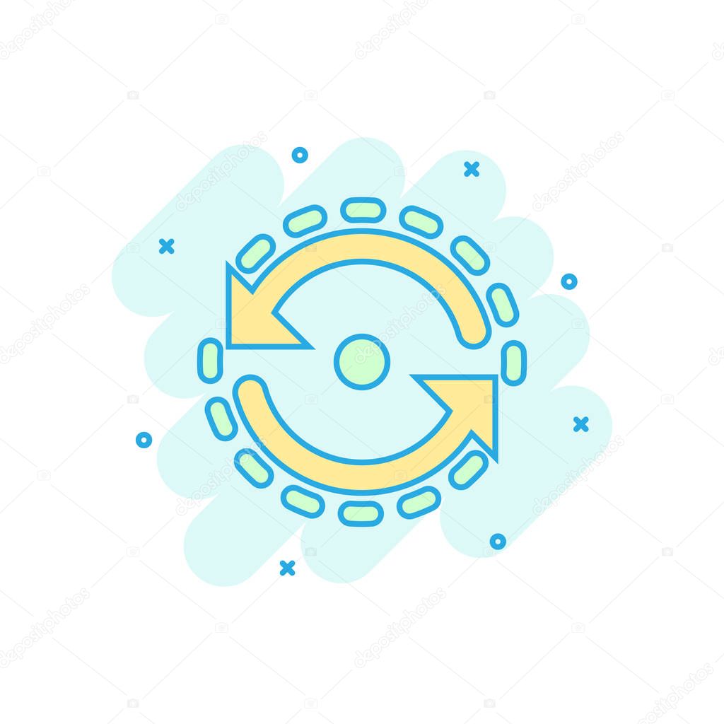 Oval with arrows icon in comic style. Consistency repeat vector 