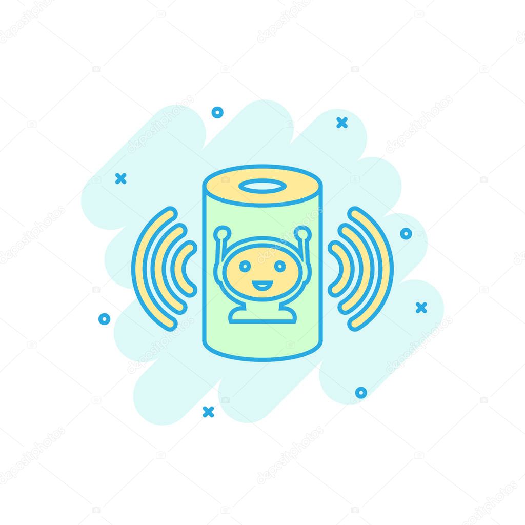 Voice assistant icon in comic style. Smart home assist vector ca