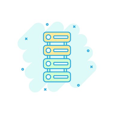 Komik tarzda veri merkezi simgesi. Sunucu vektör karikatür çizim ikişi