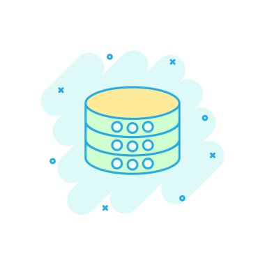 Komik tarzda veri merkezi simgesi. Sunucu vektör karikatür çizim ikişi