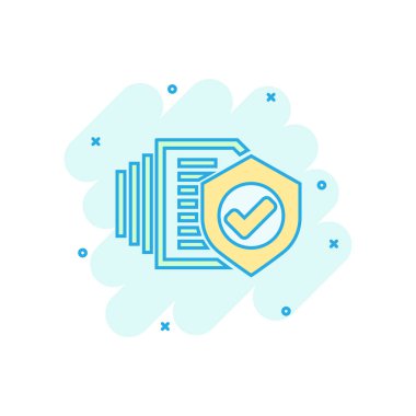 Komik tarzda sigorta poliçesi simgesi. Rapor vektör karikatür illu