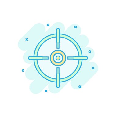 Çizgi roman tarzında hedef vektör simgesi çekim. Amaç keskin nişancı sembolü ca