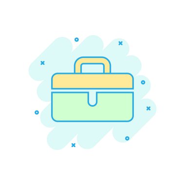 Komik tarzda evrak çantası işareti simgesi. Bavul vektör karikatür Illu