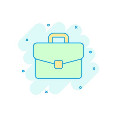 Komik tarzda evrak çantası işareti simgesi. Bavul vektör karikatür Illu