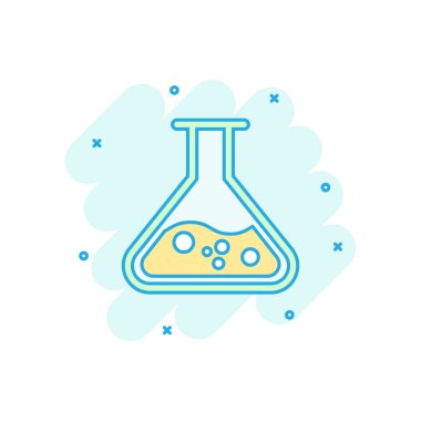 Komik tarzda Kimya kadehler işareti simgesi. Flask test tüp Vect
