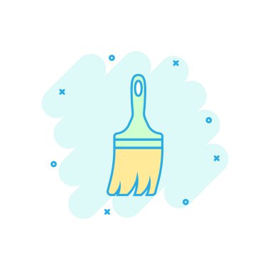 Komik tarzda boya fırça işareti simgesi. Paintbrush vektör karikatür 