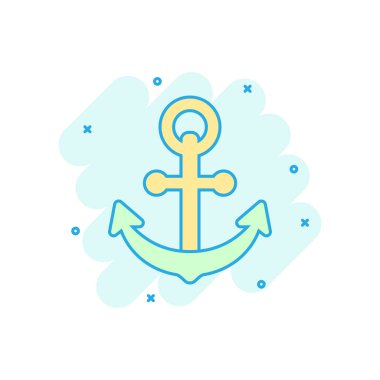 Karikatür stilinde tekne çapa işareti simgesi. Denizcilik ekipman vektör 