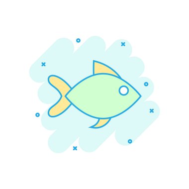 Komik tarzda balık işareti simgesi. Goldfish vektör karikatür ıllustrat