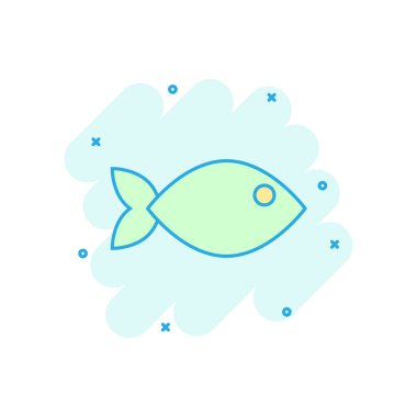 Komik tarzda balık işareti simgesi. Goldfish vektör karikatür ıllustrat