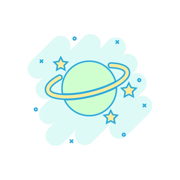 Saturn icon in comic style. Planet vector cartoon illustration o — Stock Vector