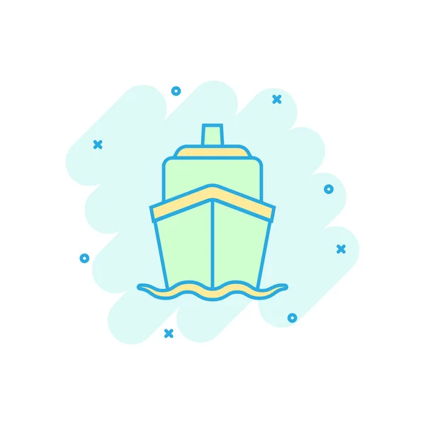 Signo de crucero de barco icono en estilo cómico. Cargo barco vector de dibujos animados — Archivo Imágenes Vectoriales