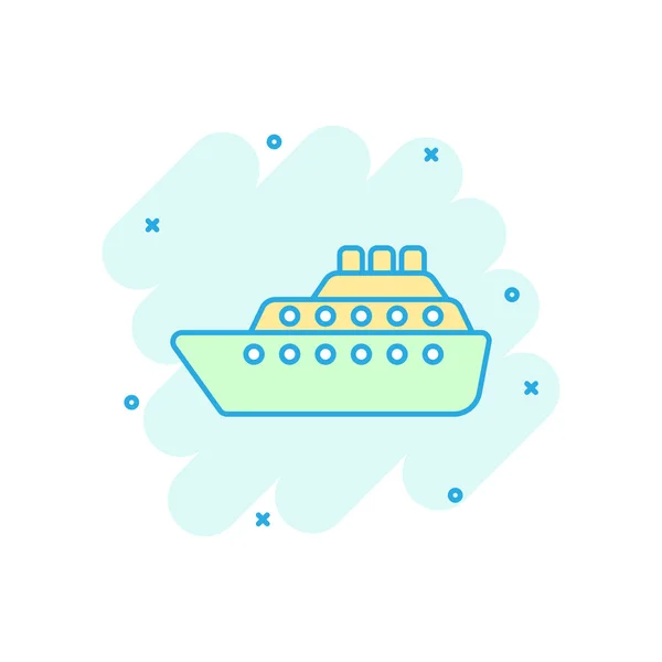 Schip Cruise teken icoon in komische stijl. Cargo boot vector cartoon — Stockvector