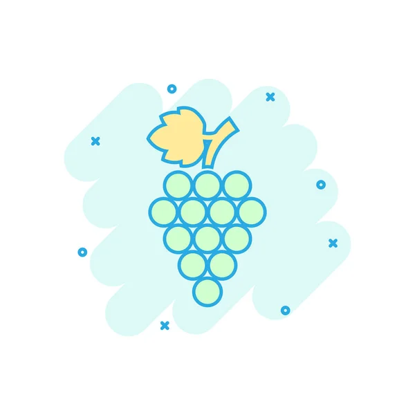 Grape fruits sign icon in comic style. Grapevine vector cartoon — Stock Vector