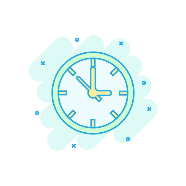 Clock sign icon in comic style. Time management vector cartoon i — Stock Vector