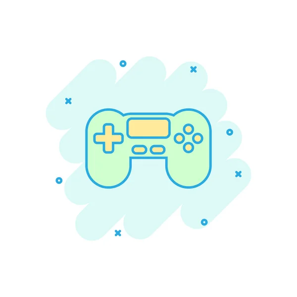 Joystick sign icon in comic style. Gamepad vector cartoon illust — Stock Vector