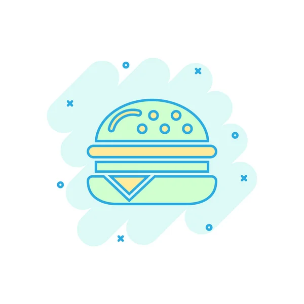 Icono de signo de hamburguesa en estilo cómico. Hamburguesa vector de dibujos animados illust — Vector de stock