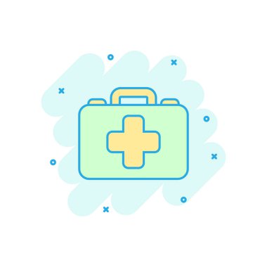 Komik tarzında ilk yardım kiti simgesi. Sağlık, yardım ve tıbbi diag