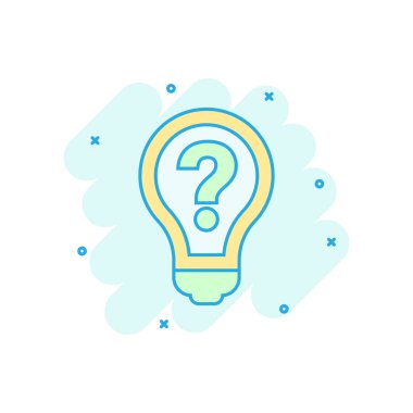 Komik tarzda sorun çözümü simgesi. Ampul fikir vektör araba