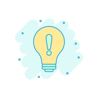 Komik tarzda sorun çözümü simgesi. Ampul fikir vektör araba