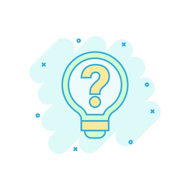 Komik tarzda sorun çözümü simgesi. Ampul fikir vektör araba