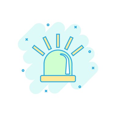 Komik tarzda acil siren simgesi. Polis alarm vektör karikatür