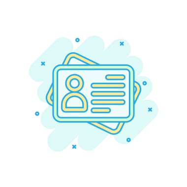 Komik tarzda kimlik kartı simgesi. Kimlik etiketi vektör karikatür illustr