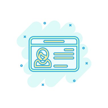 Komik tarzda kimlik kartı simgesi. Kimlik etiketi vektör karikatür illustr