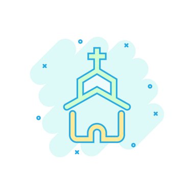 Komik tarzda kilise simgesi. Şapel vektör karikatür illüstrasyon o