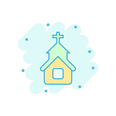 Komik tarzda kilise simgesi. Şapel vektör karikatür illüstrasyon o