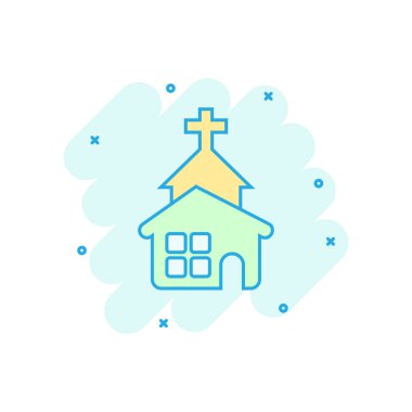 Komik tarzda kilise simgesi. Şapel vektör karikatür illüstrasyon o