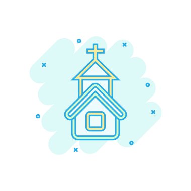 Komik tarzda kilise simgesi. Şapel vektör karikatür illüstrasyon o