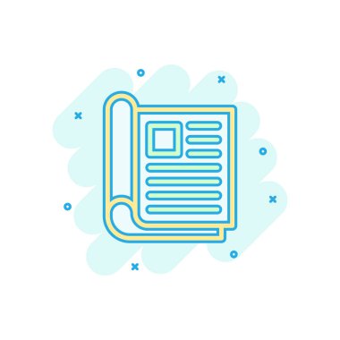 Komik tarzı dergi sayfa simgesi. Haber vektör karikatür illüstrasyon