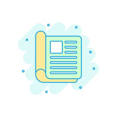 Komik tarzı dergi sayfa simgesi. Haber vektör karikatür illüstrasyon