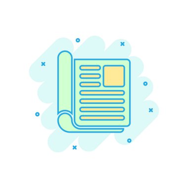 Komik tarzı dergi sayfa simgesi. Haber vektör karikatür illüstrasyon