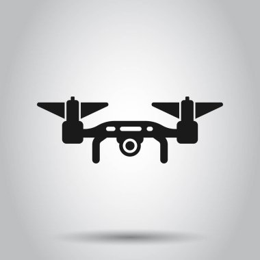 Şeffaf tarzda drone simgesi. Uçan kamera vektör illustrati