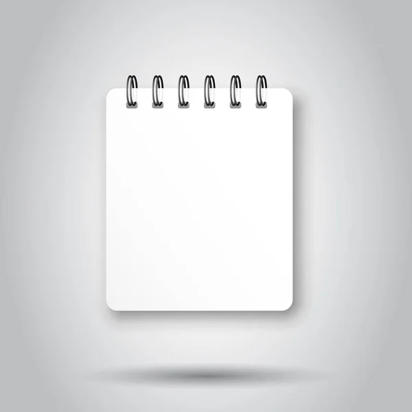 Blank mock up ícone do bloco de notas em estilo transparente. Caderno espiral — Vetor de Stock