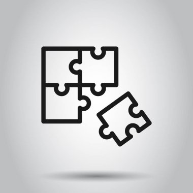 Düz stil uyumlu simgesinde bulmaca. Jigsaw anlaşması vektör Il