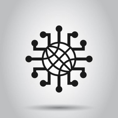 Düz stil içindeki küresel ağ simgesini. Siber dünya vektör illustrati
