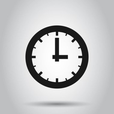 Düz stilde gerçek zamanlı simge. Isola üzerinde saat vektör illüstrasyon